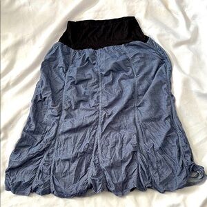 Surrealist ratchet draped navy blue black A-Line Skirt